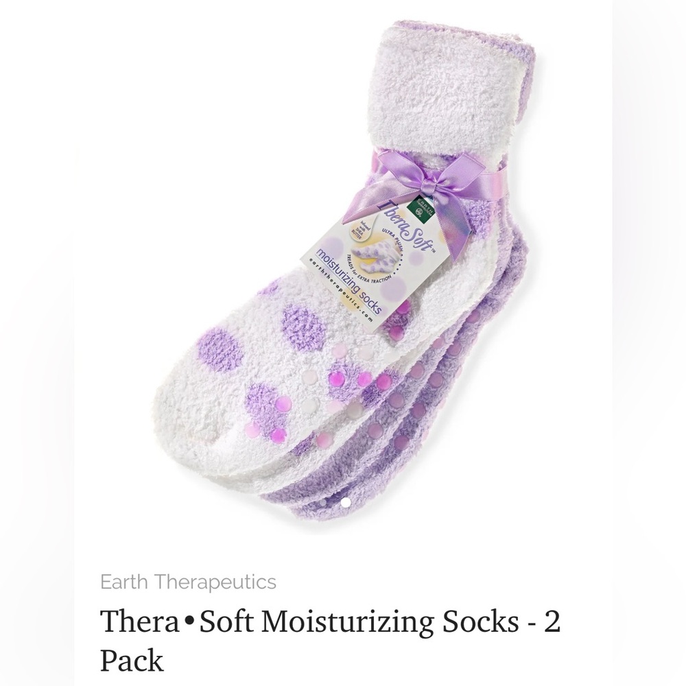 Earth Therapeutics Thera Soft Moisturizing Socks 2 Pairs NWT Sealed